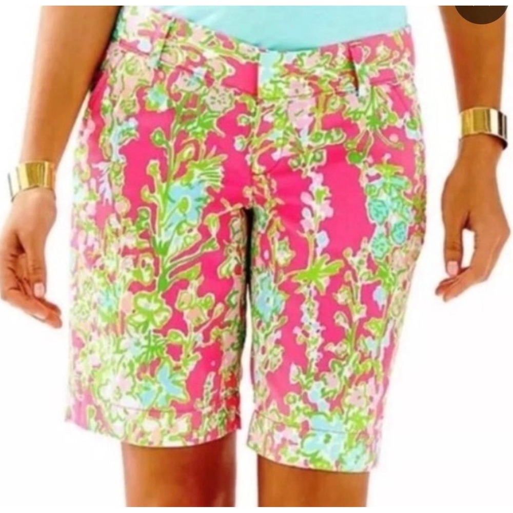 Lilly Pulitzer Chipper Shorts Floral Cotton Pique Size 0 Preppy Summer